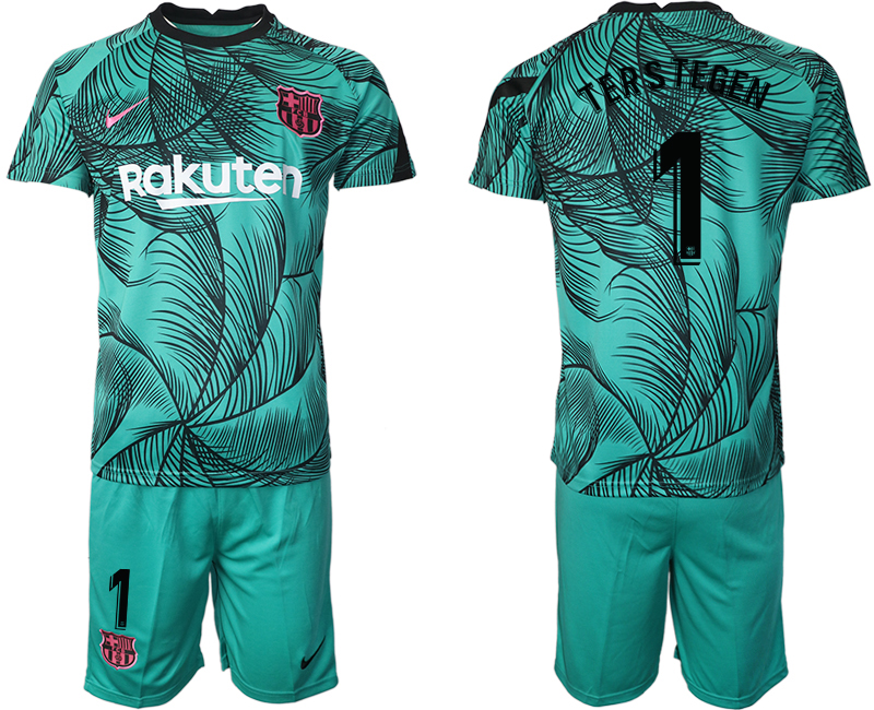 Men 2021 Barcelonagreen training suit #1 soccer jerseys